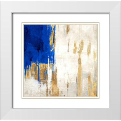 Indigo Abstract III White Modern Wood Framed Art Print with Double Matting by PI Galerie