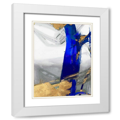 Indigo Abstract IV White Modern Wood Framed Art Print with Double Matting by PI Galerie