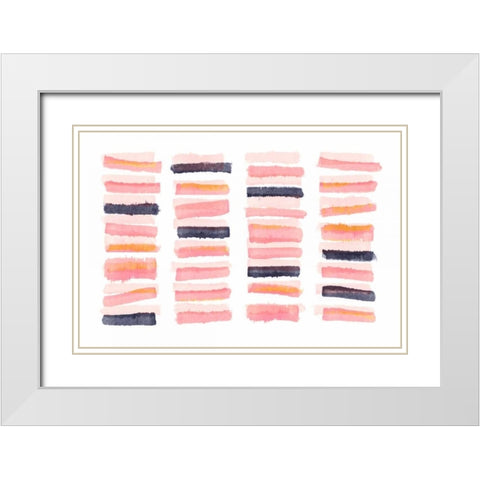 Slats White Modern Wood Framed Art Print with Double Matting by PI Galerie