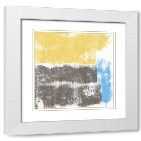 Yellow Geo White Modern Wood Framed Art Print with Double Matting by PI Galerie