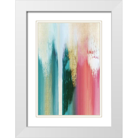 Multicolor Streak White Modern Wood Framed Art Print with Double Matting by PI Galerie