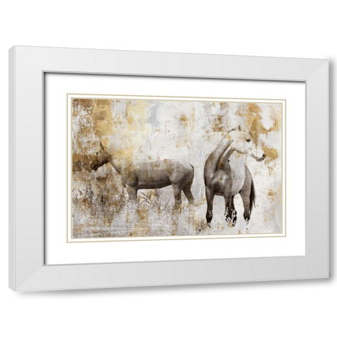 Equestrian Gold II White Modern Wood Framed Art Print with Double Matting by PI Galerie