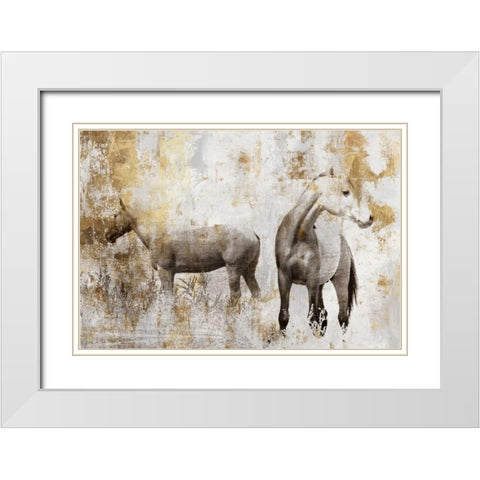 Equestrian Gold II White Modern Wood Framed Art Print with Double Matting by PI Galerie