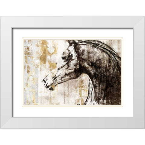 Equestrian Gold IV White Modern Wood Framed Art Print with Double Matting by PI Galerie