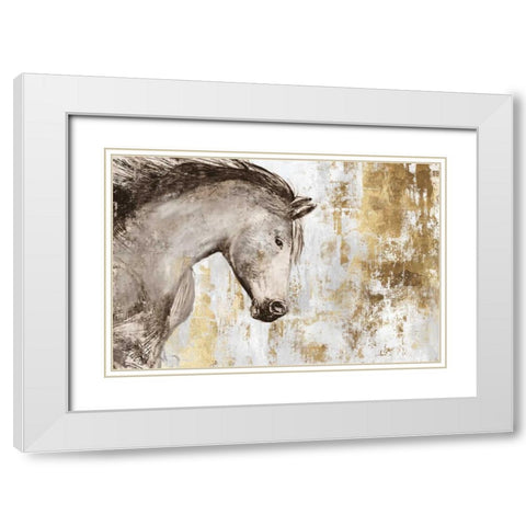 Equestrian Gold V White Modern Wood Framed Art Print with Double Matting by PI Galerie