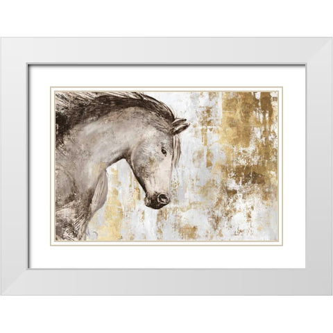 Equestrian Gold V White Modern Wood Framed Art Print with Double Matting by PI Galerie