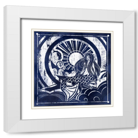 Ink Dip Mermaid White Modern Wood Framed Art Print with Double Matting by PI Galerie