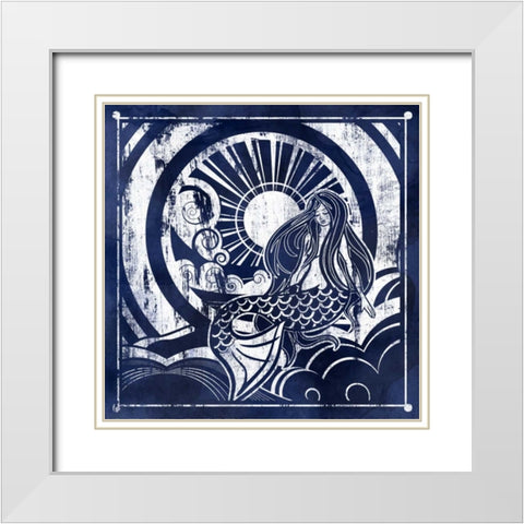 Ink Dip Mermaid White Modern Wood Framed Art Print with Double Matting by PI Galerie