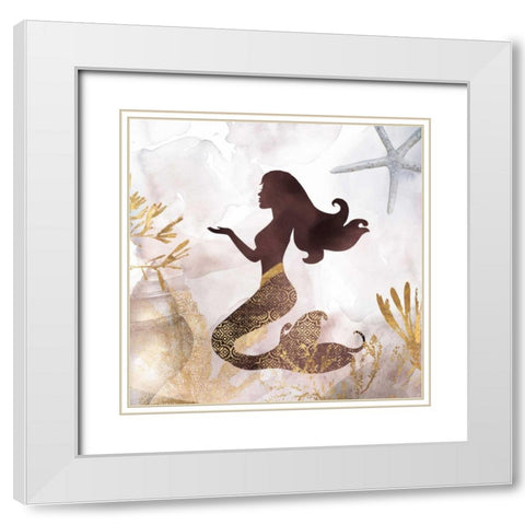 Mermaid II White Modern Wood Framed Art Print with Double Matting by PI Galerie