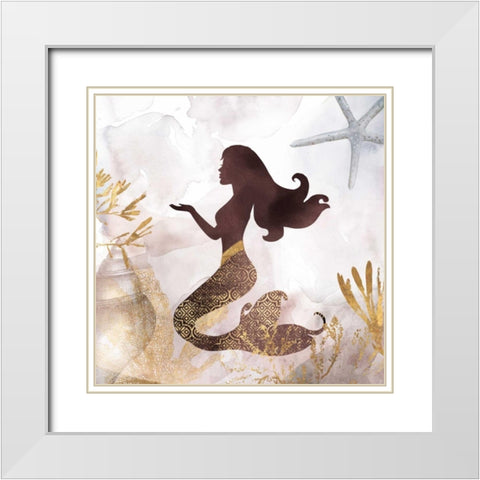 Mermaid II White Modern Wood Framed Art Print with Double Matting by PI Galerie