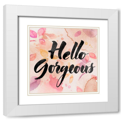 Hello Gorgeous White Modern Wood Framed Art Print with Double Matting by PI Galerie