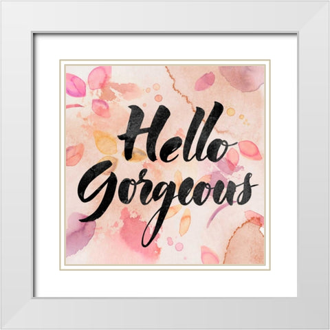 Hello Gorgeous White Modern Wood Framed Art Print with Double Matting by PI Galerie
