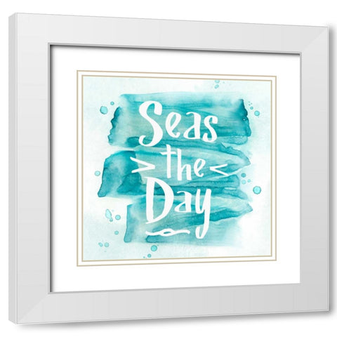 Seas the Day White Modern Wood Framed Art Print with Double Matting by PI Galerie