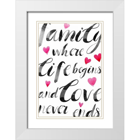 Family Love II White Modern Wood Framed Art Print with Double Matting by PI Galerie