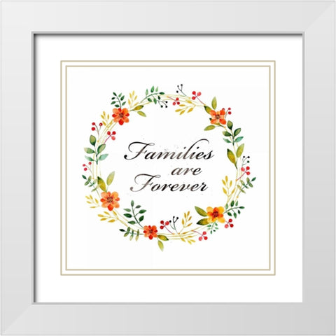Families are Forever White Modern Wood Framed Art Print with Double Matting by PI Galerie