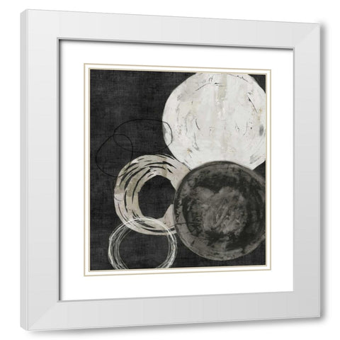 Black Rings White Modern Wood Framed Art Print with Double Matting by PI Galerie