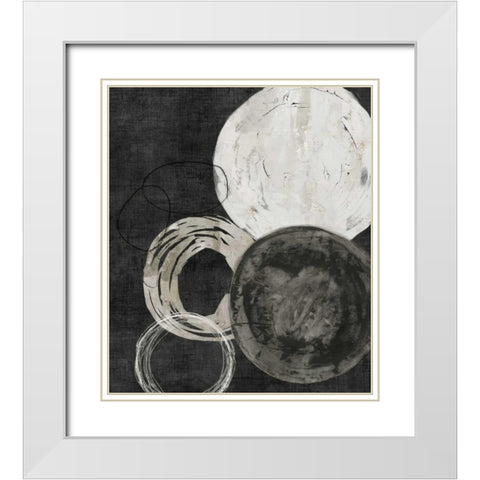 Black Rings White Modern Wood Framed Art Print with Double Matting by PI Galerie