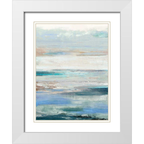 Waves White Modern Wood Framed Art Print with Double Matting by PI Galerie