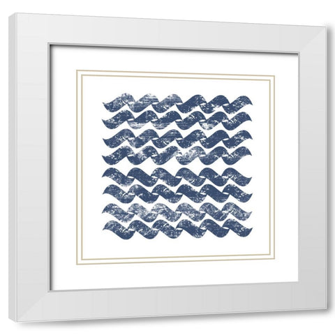 Chevron Waves White Modern Wood Framed Art Print with Double Matting by PI Studio