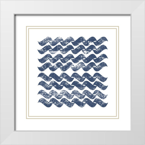 Chevron Waves White Modern Wood Framed Art Print with Double Matting by PI Studio