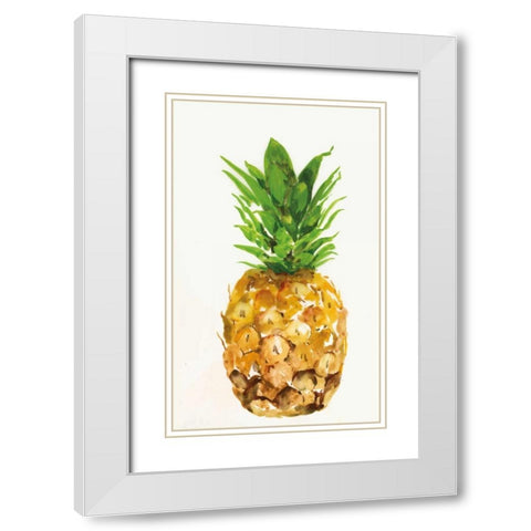 Pineapple I White Modern Wood Framed Art Print with Double Matting by PI Studio