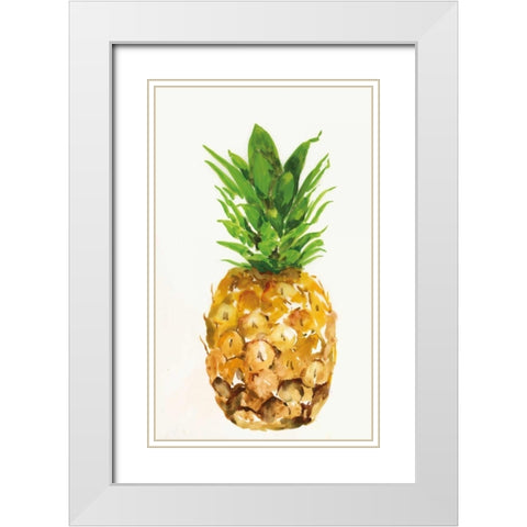 Pineapple I White Modern Wood Framed Art Print with Double Matting by PI Studio