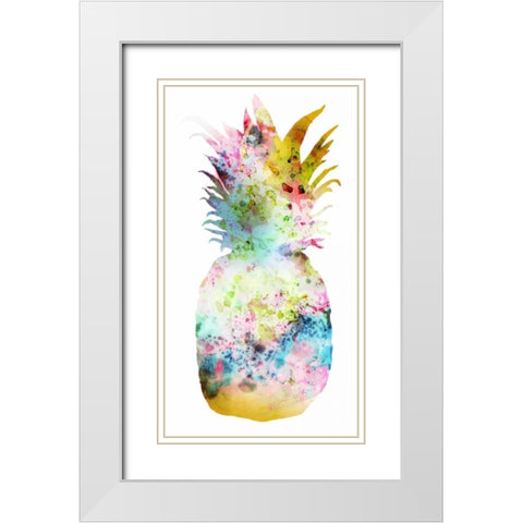 Pineapple II White Modern Wood Framed Art Print with Double Matting by PI Studio