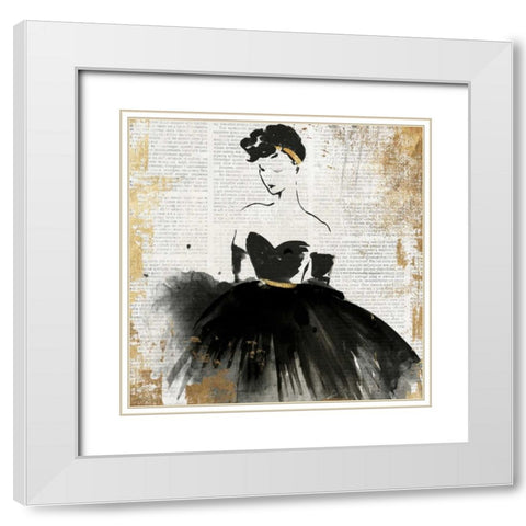 Lady in Black I White Modern Wood Framed Art Print with Double Matting by PI Studio