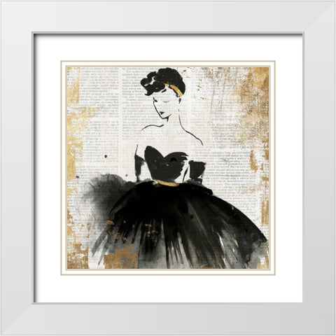 Lady in Black I White Modern Wood Framed Art Print with Double Matting by PI Studio