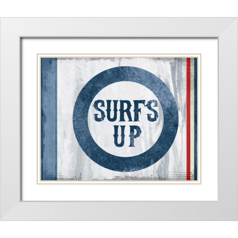 Surfs Up White Modern Wood Framed Art Print with Double Matting by PI Studio