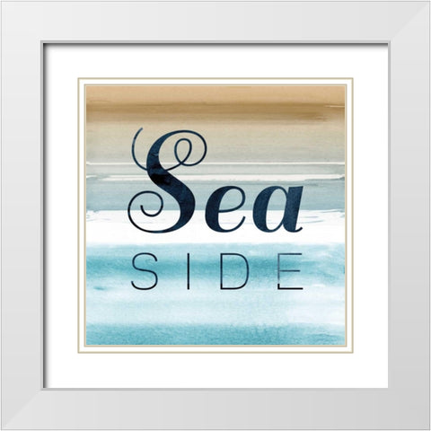 Seaside White Modern Wood Framed Art Print with Double Matting by PI Studio