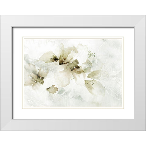 Golden Cherry Blossoms  White Modern Wood Framed Art Print with Double Matting by Collabera, Pamela