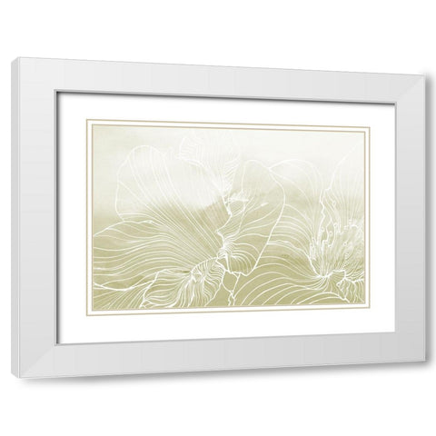 Golden Florals  White Modern Wood Framed Art Print with Double Matting by Collabera, Pamela