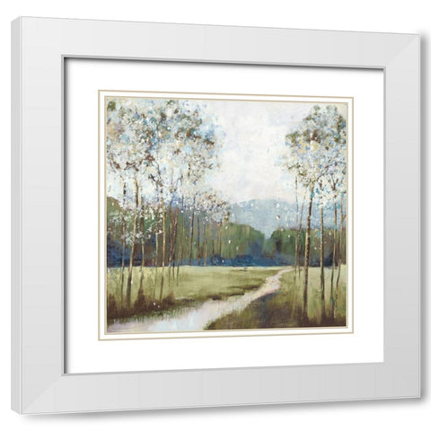 Meadow Path  White Modern Wood Framed Art Print with Double Matting by PI Studio