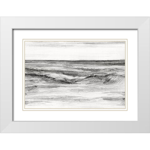 Clashing White Waves  White Modern Wood Framed Art Print with Double Matting by PI Studio