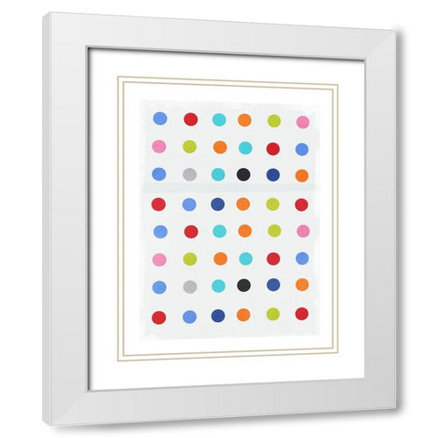 Rainbow Buttons White Modern Wood Framed Art Print with Double Matting by PI Studio