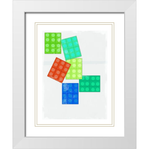 Lego Bricks White Modern Wood Framed Art Print with Double Matting by PI Studio