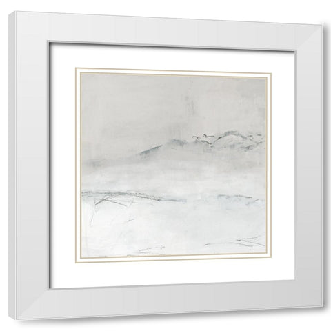 Mountains On A Winter Morning  White Modern Wood Framed Art Print with Double Matting by PI Studio