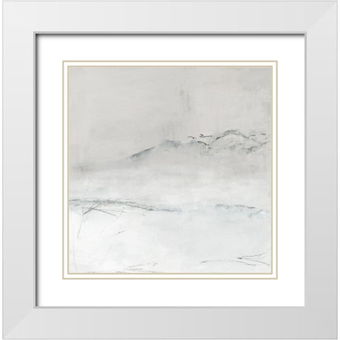 Mountains On A Winter Morning  White Modern Wood Framed Art Print with Double Matting by PI Studio