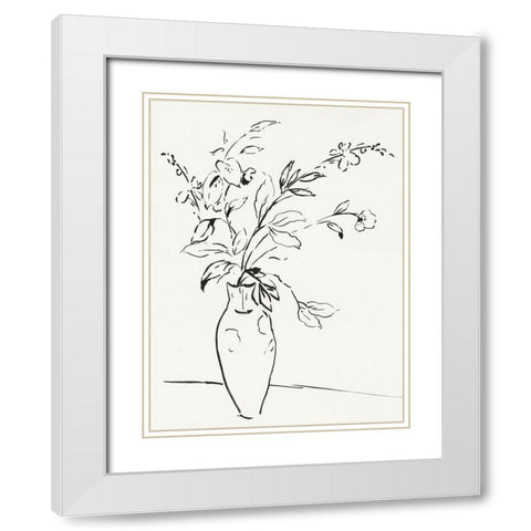 Snow Flowers I White Modern Wood Framed Art Print with Double Matting by PI Studio