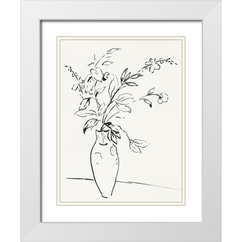 Snow Flowers I White Modern Wood Framed Art Print with Double Matting by PI Studio