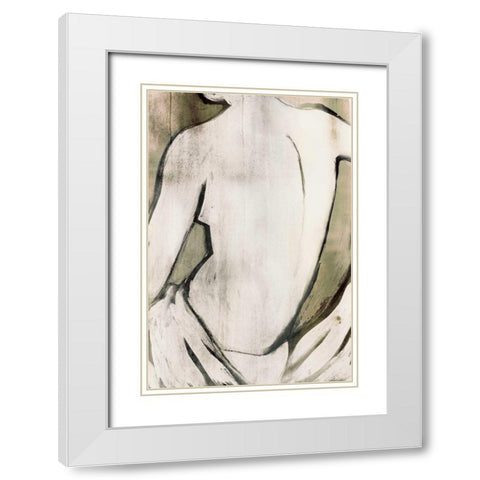 Nude Sepia II White Modern Wood Framed Art Print with Double Matting by PI Studio