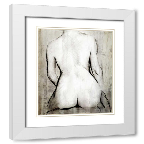 Nude Back White Modern Wood Framed Art Print with Double Matting by PI Studio