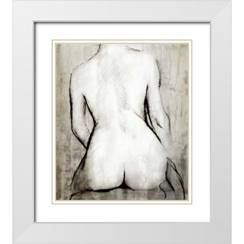 Nude Back White Modern Wood Framed Art Print with Double Matting by PI Studio