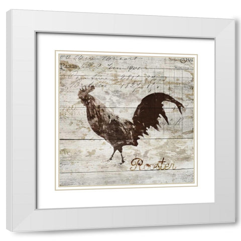 Rooster White Modern Wood Framed Art Print with Double Matting by PI Studio