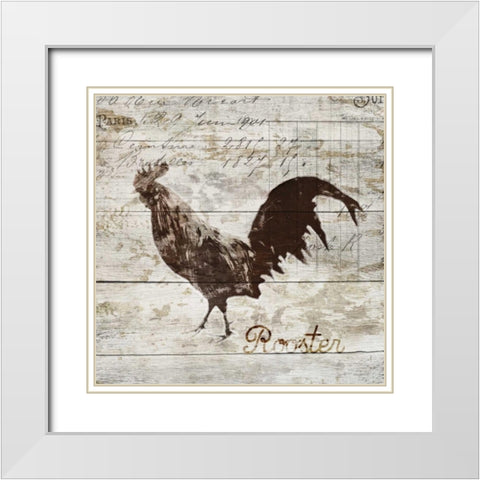 Rooster White Modern Wood Framed Art Print with Double Matting by PI Studio