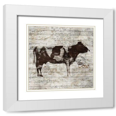 Cow White Modern Wood Framed Art Print with Double Matting by PI Studio