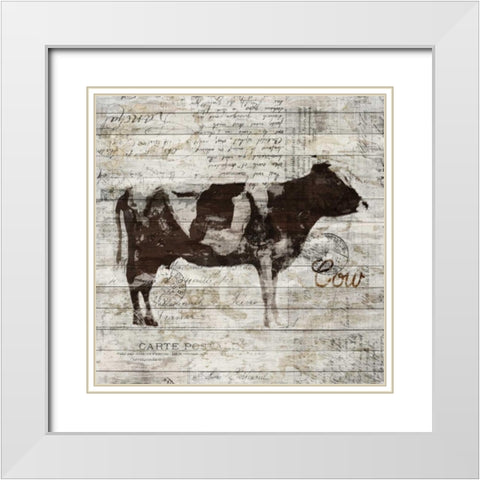 Cow White Modern Wood Framed Art Print with Double Matting by PI Studio