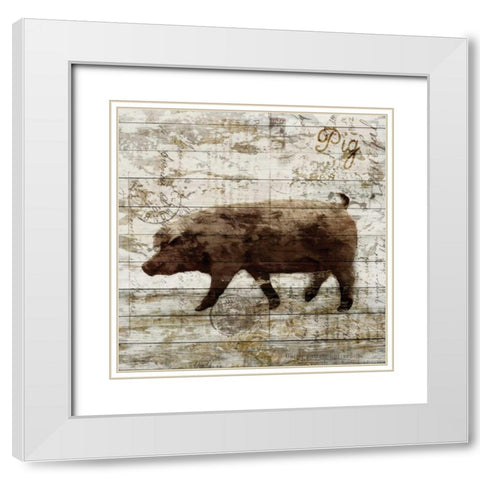 Pig White Modern Wood Framed Art Print with Double Matting by PI Studio