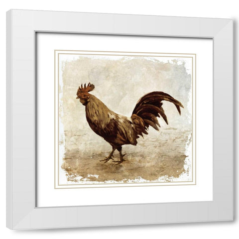Rooster white border White Modern Wood Framed Art Print with Double Matting by PI Studio